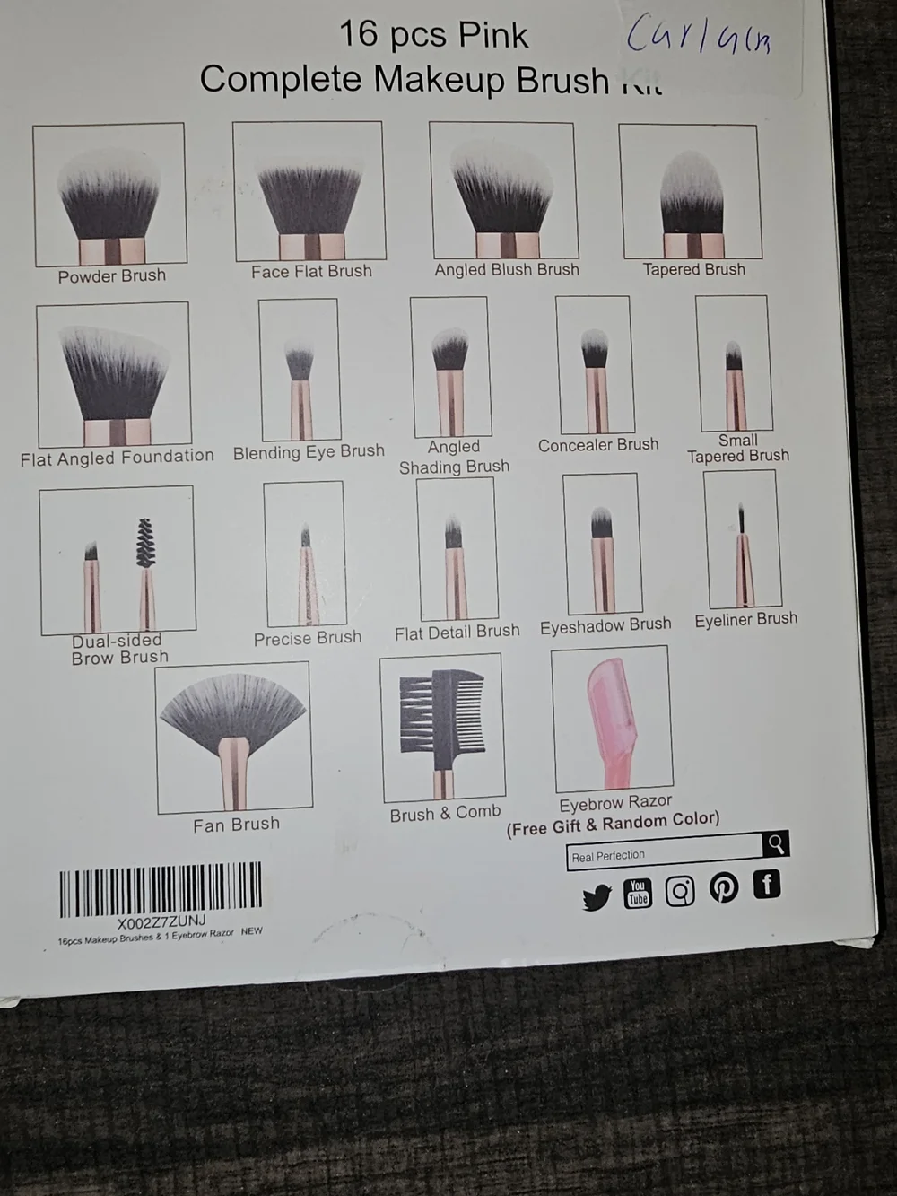 16 Pc Perfection Pink Makeup Brush Set with Rose Gold Ferrules